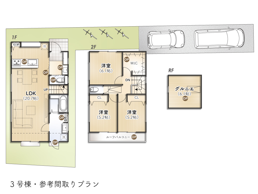 幸町3丁目Ⅴ期3号棟参考プラン図